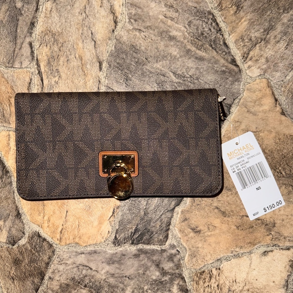 Michael Kors Dark Brown Monogram Clutch​/wallet